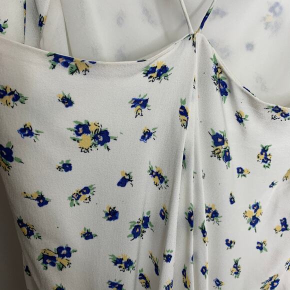Samsøe Samsøe White Blue Floral Motif Chiffon Apples Slip Midi Dress Large - Picture 12 of 14